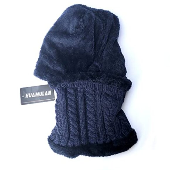 Winter Beanie Scarf Set Fleece Lined Knit Balaclava Ski Snow Hat Pompom main image 4